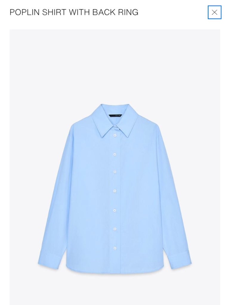 Poplin Shirt With Back Ring - Size S